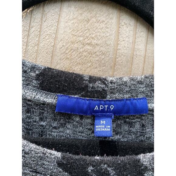 Apt. 9 Womens Sweater Dress grey Black Floral Ribbed Long Sleeve medium cottage - Picture 3 of 7